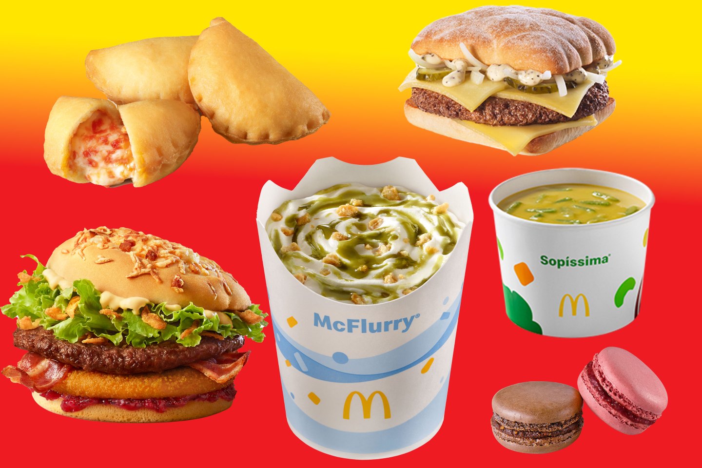 a selection of mcdonald&#039;s products in a collage